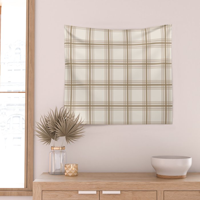 Farmhouse Plaid in Caramel, Tan and Cream Wall Tapestry Gallery Image 2