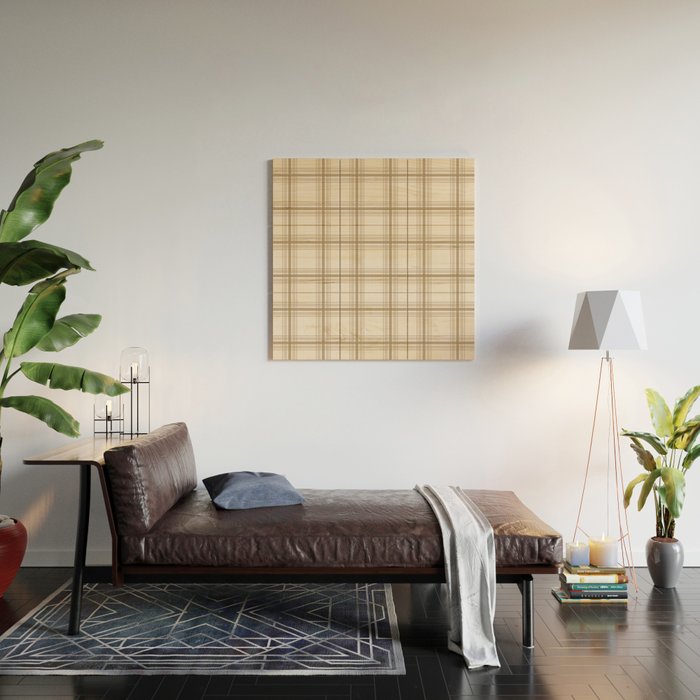 Farmhouse Plaid in Caramel, Tan and Cream Wood Wall Art Gallery Image 2