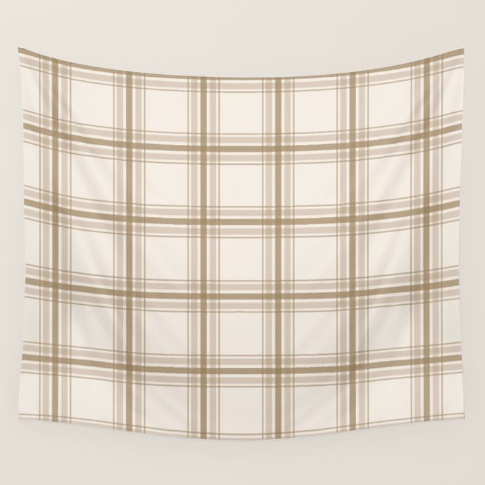 Farmhouse Plaid in Caramel, Tan and Cream Wall Tapestry Gallery Image 4