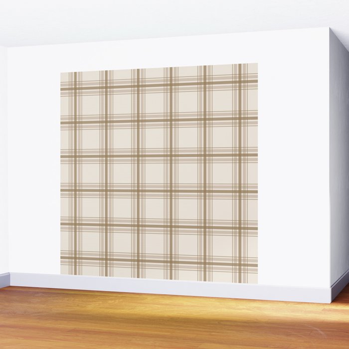 Farmhouse Plaid in Caramel, Tan and Cream Wall Mural Gallery Image 2