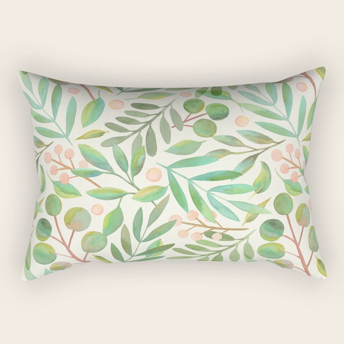 Watercolor Leaves II Rectangular Pillow Gallery Image 1