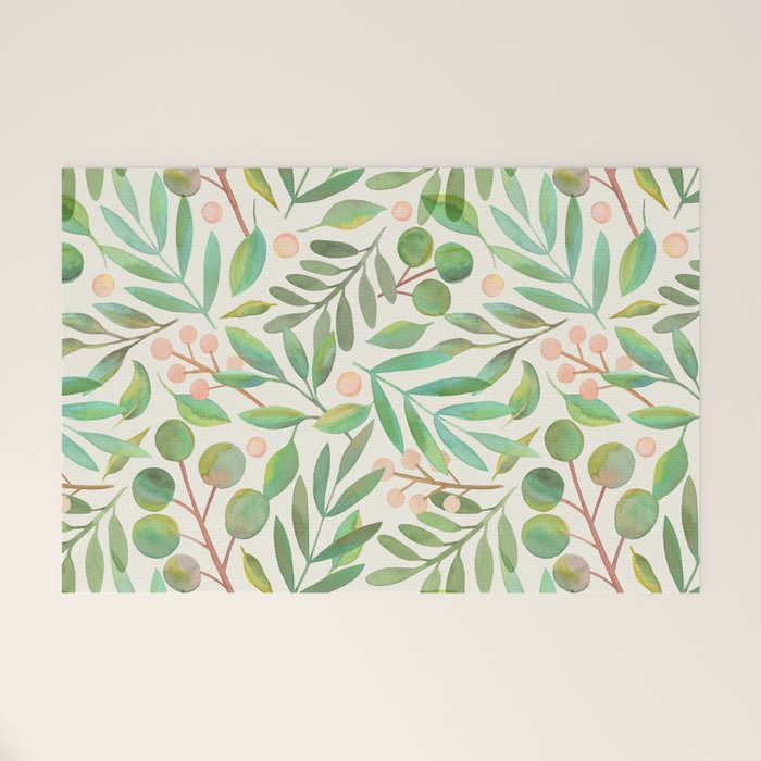 Watercolor Leaves II Welcome Mat Gallery Image 1