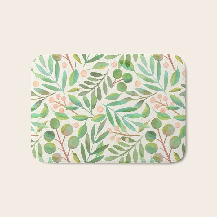 Watercolor Leaves II Bath Mat Gallery Image 1