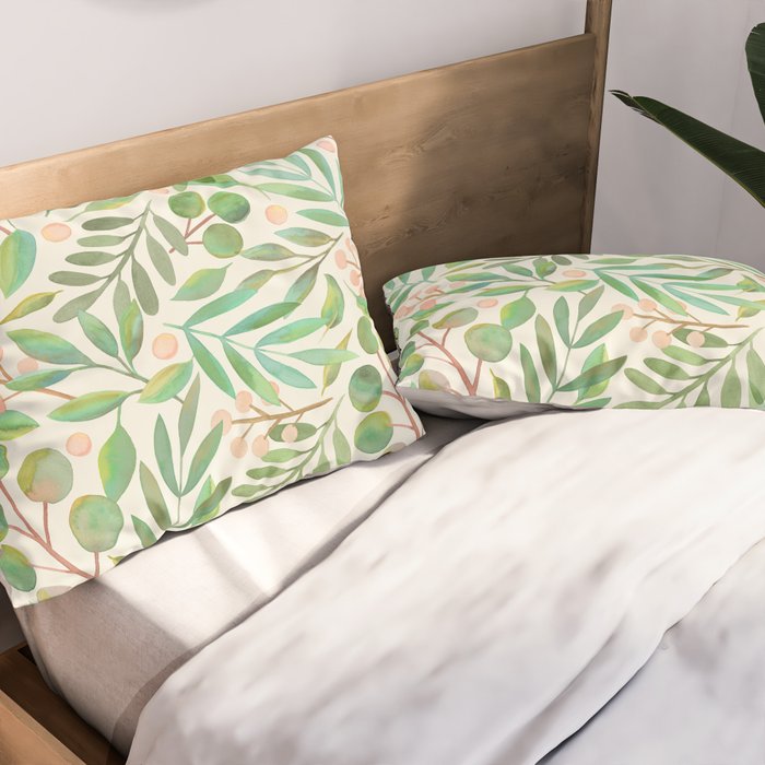 Watercolor Leaves II Pillow Sham Gallery Image 2