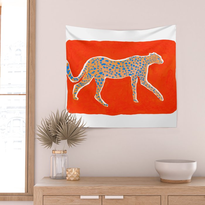 Leopard - Orange Wall Tapestry Gallery Image 2