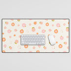 Peach pink and orange flowers pattern Desk Mat Gallery Image 1