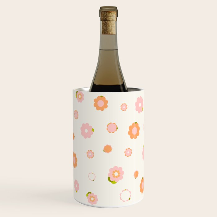 Peach pink and orange flowers pattern Wine Chiller Gallery Image 3