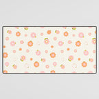 Peach pink and orange flowers pattern Desk Mat Gallery Image 3