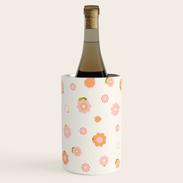 Peach pink and orange flowers pattern Wine Chiller Gallery Image 1