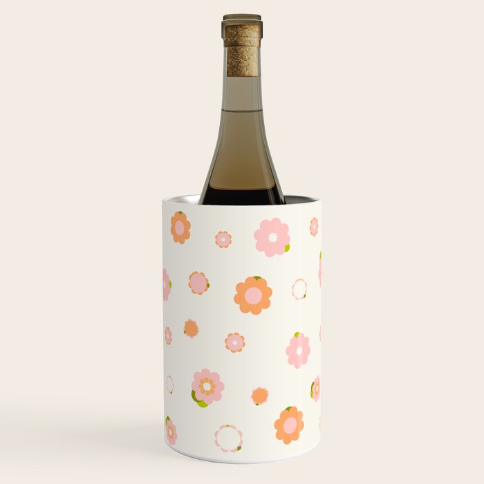 Peach pink and orange flowers pattern Wine Chiller Gallery Image 2