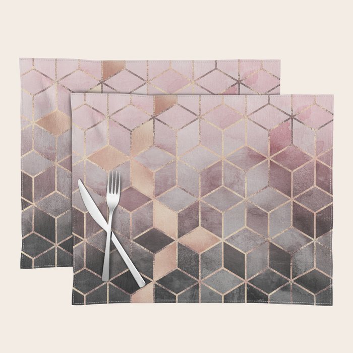 Pink And Grey Gradient Cubes Placemat Gallery Image 1