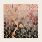 Pink And Grey Gradient Cubes Wood Wall Art Gallery Image 1