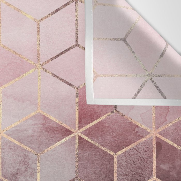 Pink And Grey Gradient Cubes Wall Tapestry Gallery Image 3