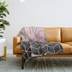 Pink And Grey Gradient Cubes Throw Blanket Gallery Image 1