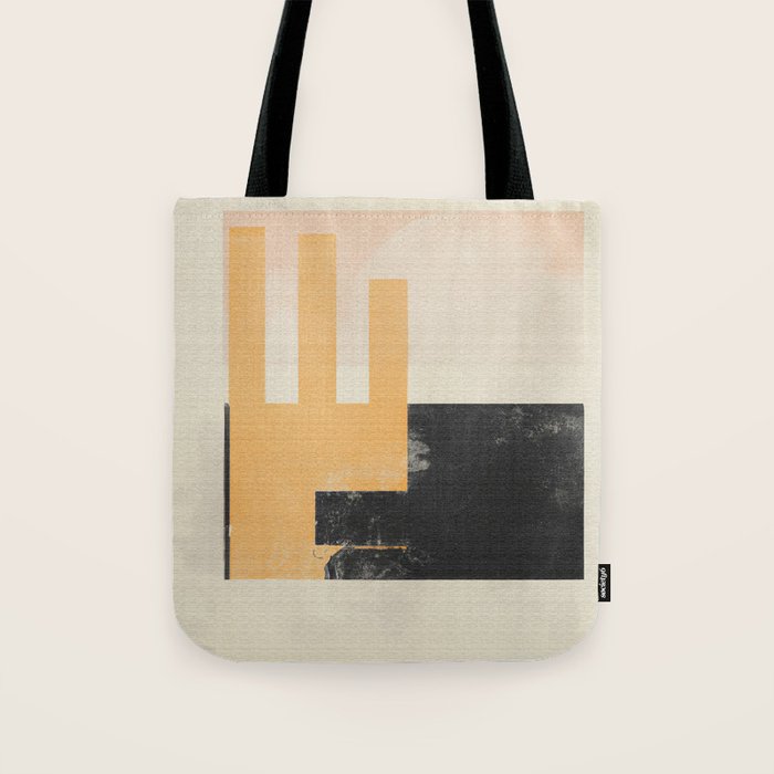 Minimal Abstract mixed-media piece in beige and black colors Tote Bag Gallery Image 1