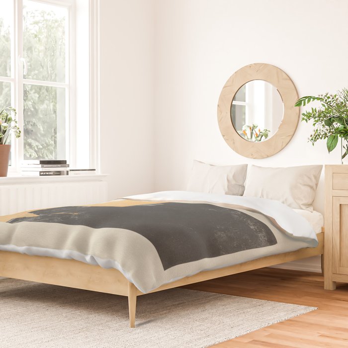 Minimal Abstract mixed-media piece in beige and black colors Duvet Cover Gallery Image 2