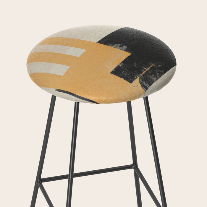 Minimal Abstract mixed-media piece in beige and black colors Stool Gallery Image 2