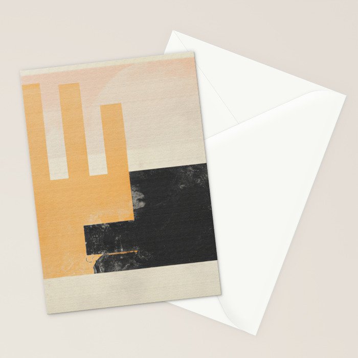 Minimal Abstract mixed-media piece in beige and black colors Stationery Card Gallery Image 2