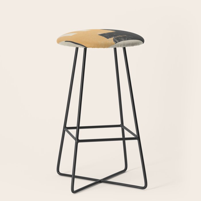 Minimal Abstract mixed-media piece in beige and black colors Stool Gallery Image 1