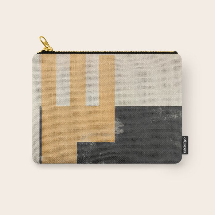 Minimal Abstract mixed-media piece in beige and black colors Carry All Pouch Gallery Image 1