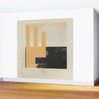 Minimal Abstract mixed-media piece in beige and black colors Wall Mural Gallery Image 2