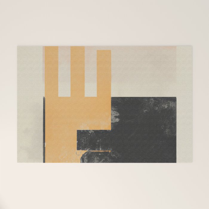 Minimal Abstract mixed-media piece in beige and black colors Welcome Mat Gallery Image 1