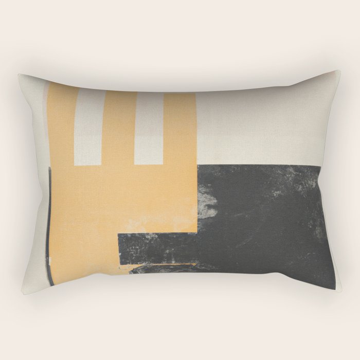 Minimal Abstract mixed-media piece in beige and black colors Rectangular Pillow Gallery Image 2