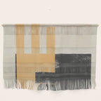 Minimal Abstract mixed-media piece in beige and black colors Wall Hanging Gallery Image 1
