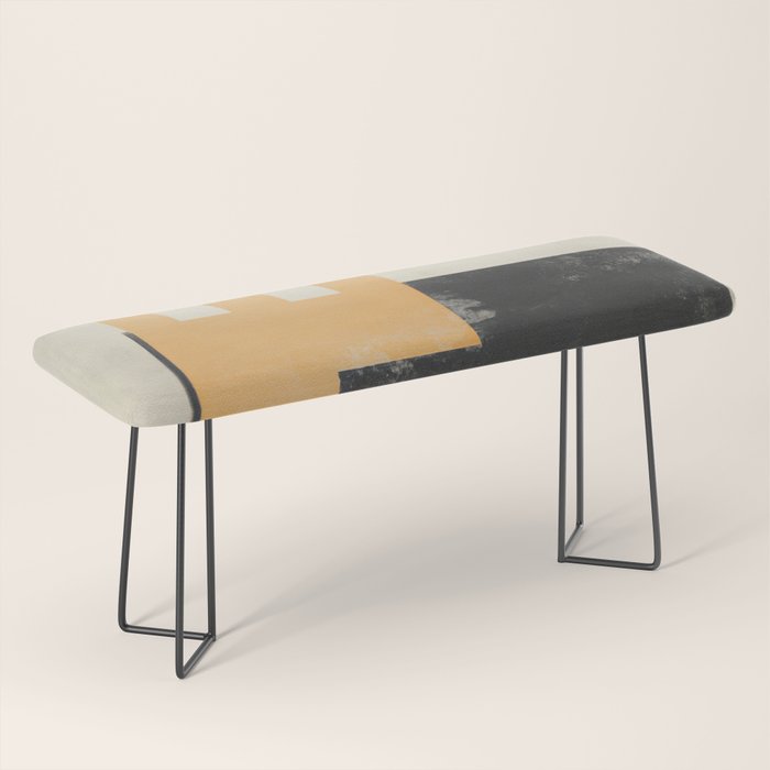 Minimal Abstract mixed-media piece in beige and black colors Bench Gallery Image 1