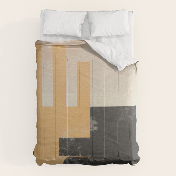 Minimal Abstract mixed-media piece in beige and black colors Comforter Gallery Image 1