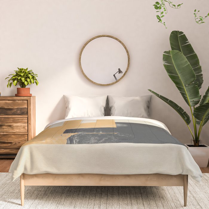 Minimal Abstract mixed-media piece in beige and black colors Comforter Gallery Image 3