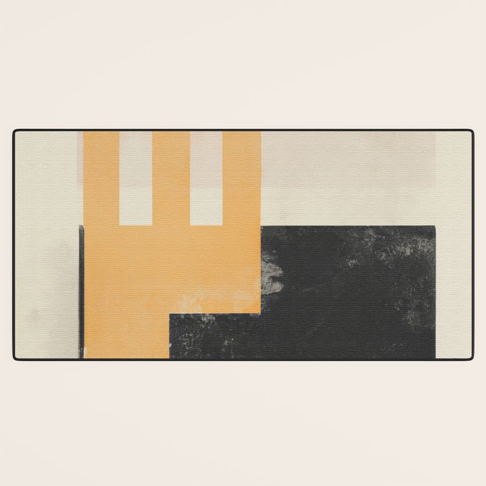 Minimal Abstract mixed-media piece in beige and black colors Desk Mat Gallery Image 3