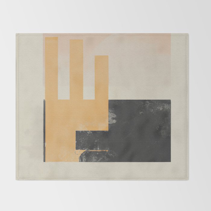 Minimal Abstract mixed-media piece in beige and black colors Throw Blanket Gallery Image 2