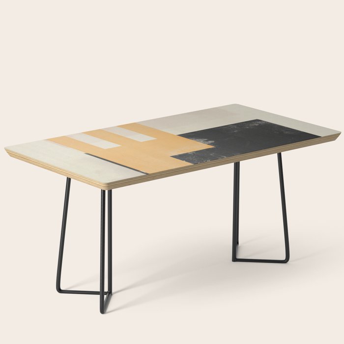 Minimal Abstract mixed-media piece in beige and black colors Coffee Table Gallery Image 1