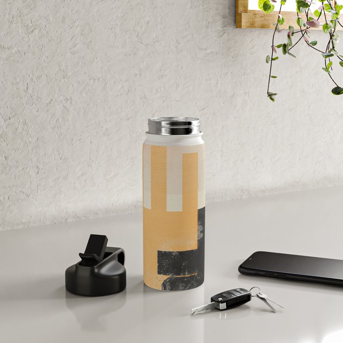 Minimal Abstract mixed-media piece in beige and black colors Water Bottle Gallery Image 4