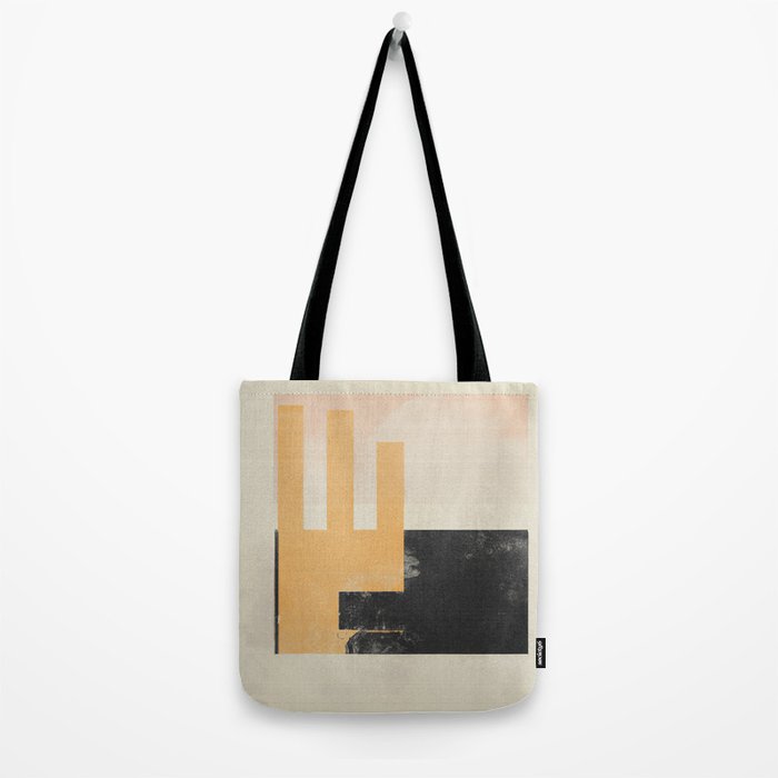 Minimal Abstract mixed-media piece in beige and black colors Tote Bag Gallery Image 2