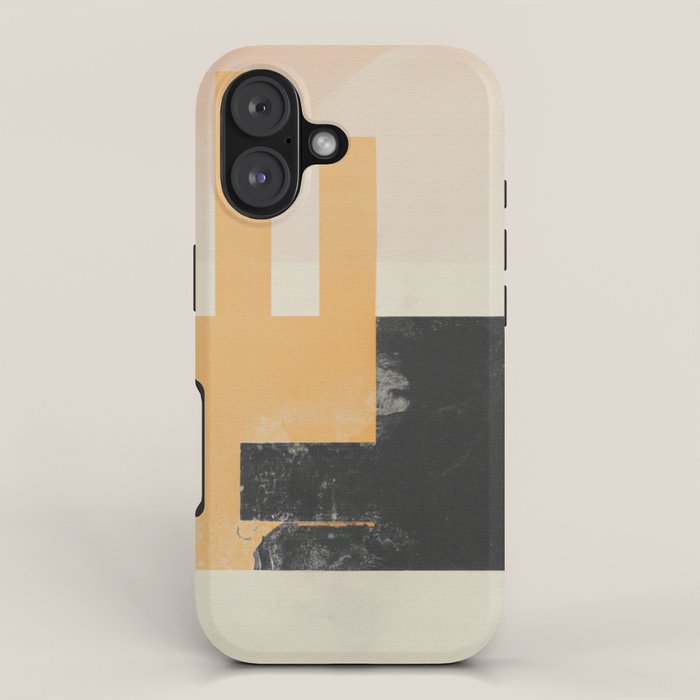 Minimal Abstract mixed-media piece in beige and black colors iPhone Case Gallery Image 1