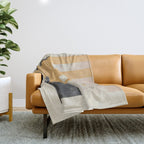 Minimal Abstract mixed-media piece in beige and black colors Throw Blanket Gallery Image 1