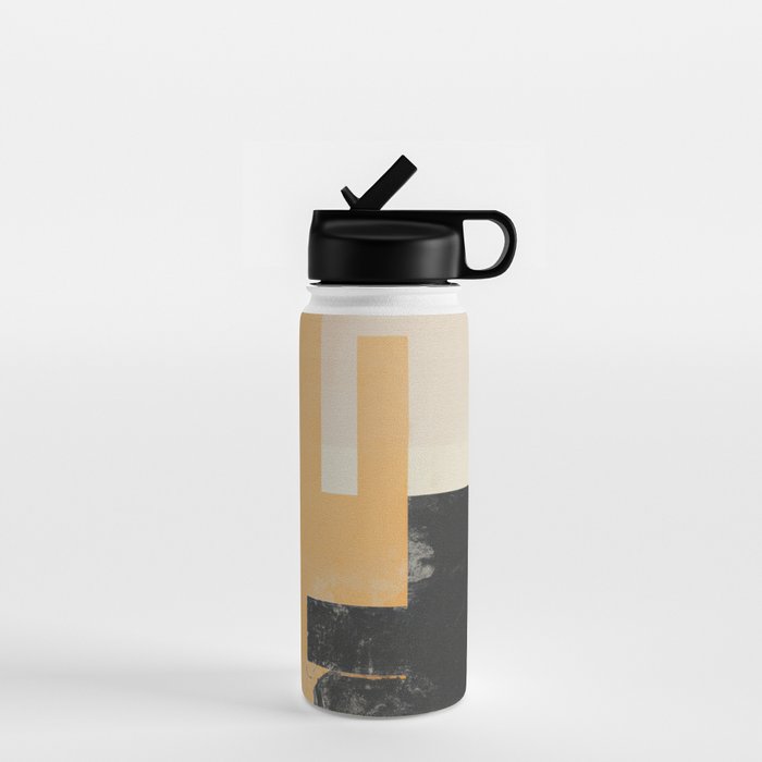Minimal Abstract mixed-media piece in beige and black colors Water Bottle Gallery Image 1