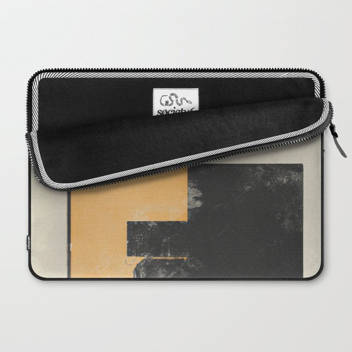 Minimal Abstract mixed-media piece in beige and black colors Laptop Sleeve Gallery Image 2