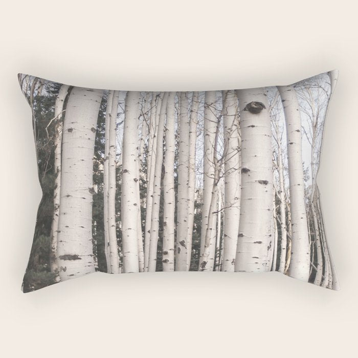 Tall Birch Forest Rectangular Pillow Gallery Image 1