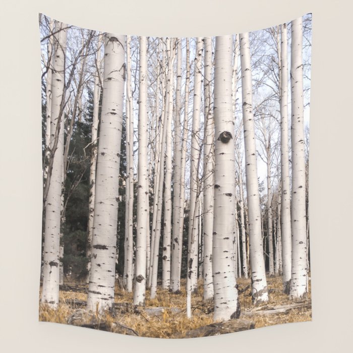 Tall Birch Forest Wall Tapestry Gallery Image 1