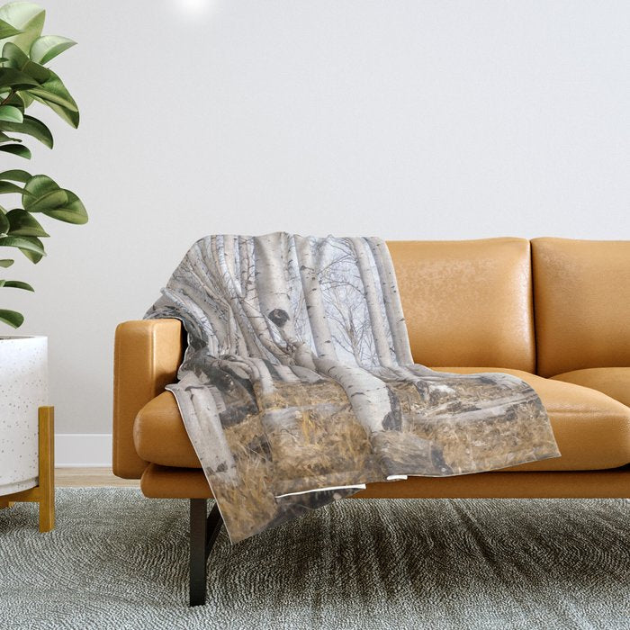 Tall Birch Forest Throw Blanket Gallery Image 1