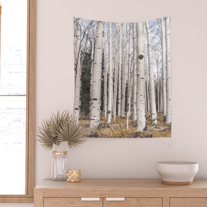 Tall Birch Forest Wall Tapestry Gallery Image 2