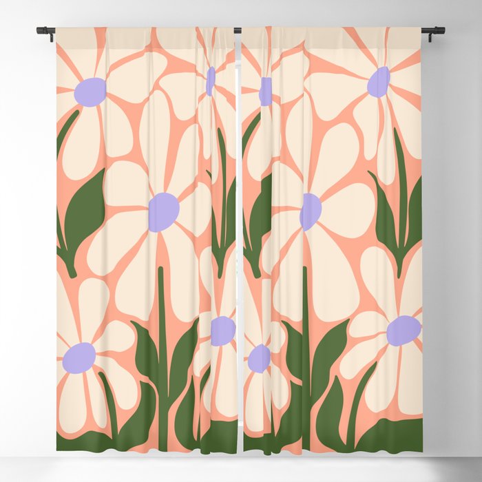 Oh, Daisy! Peach, off-white, purple and green Window Curtain Gallery Image 5