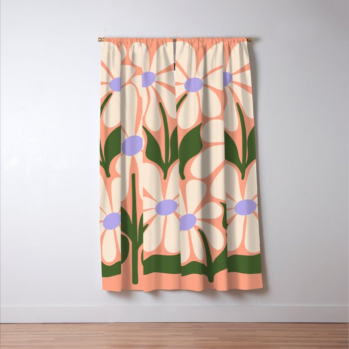 Oh, Daisy! Peach, off-white, purple and green Window Curtain Gallery Image 3