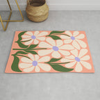 Oh, Daisy! Peach, off-white, purple and green Rug Gallery Image 1