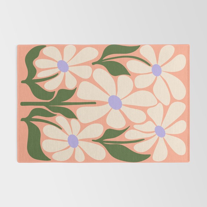 Oh, Daisy! Peach, off-white, purple and green Rug Gallery Image 2