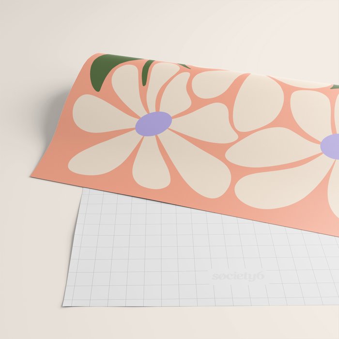 Oh, Daisy! Peach, off-white, purple and green Wrapping Paper Gallery Image 2
