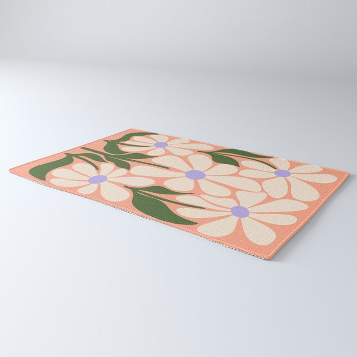 Oh, Daisy! Peach, off-white, purple and green Rug Gallery Image 3